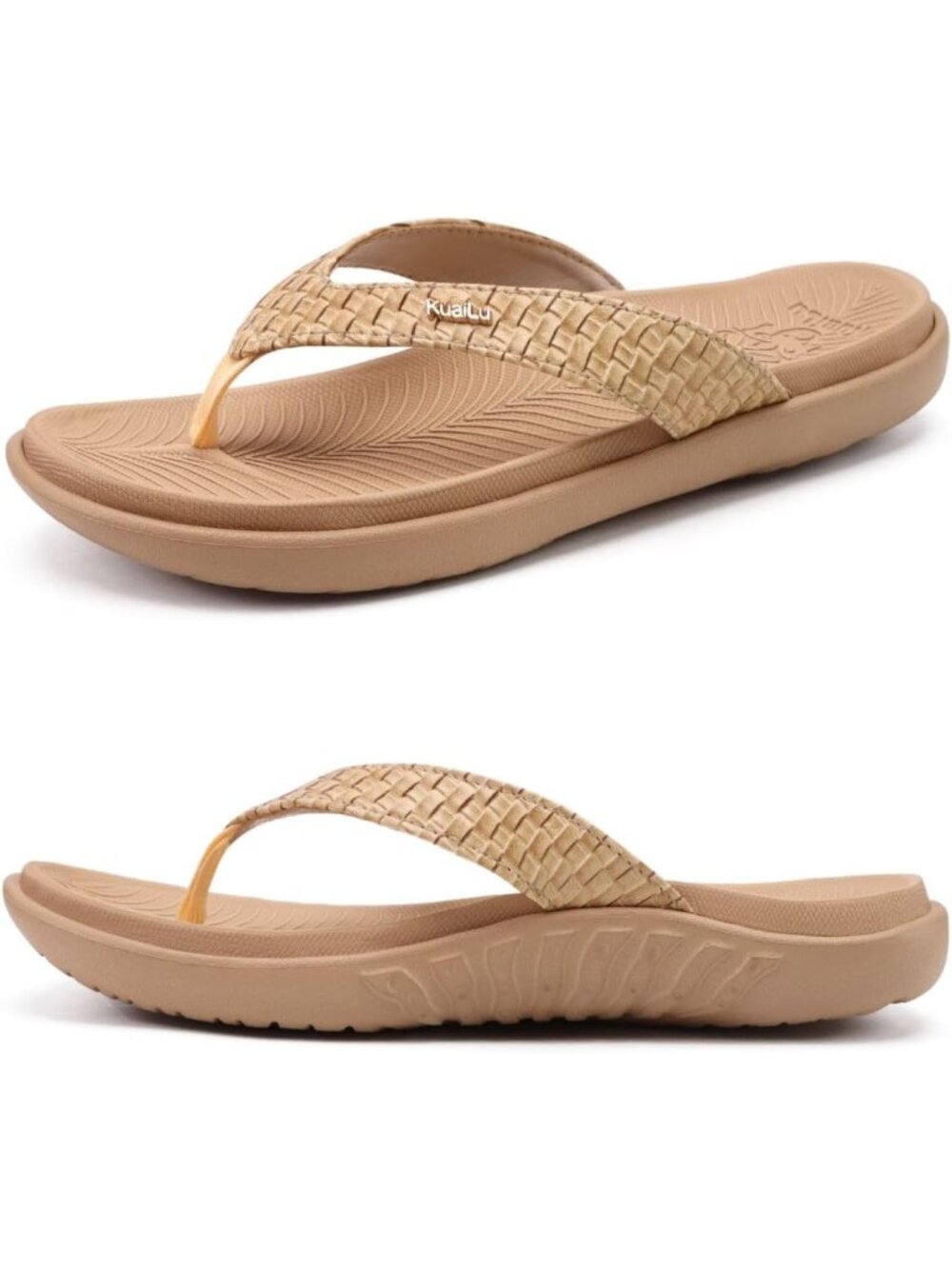 Women's Beige Arch Support Yoga Mat Thong Slip On Slides Flip Flop Sandal Shoes